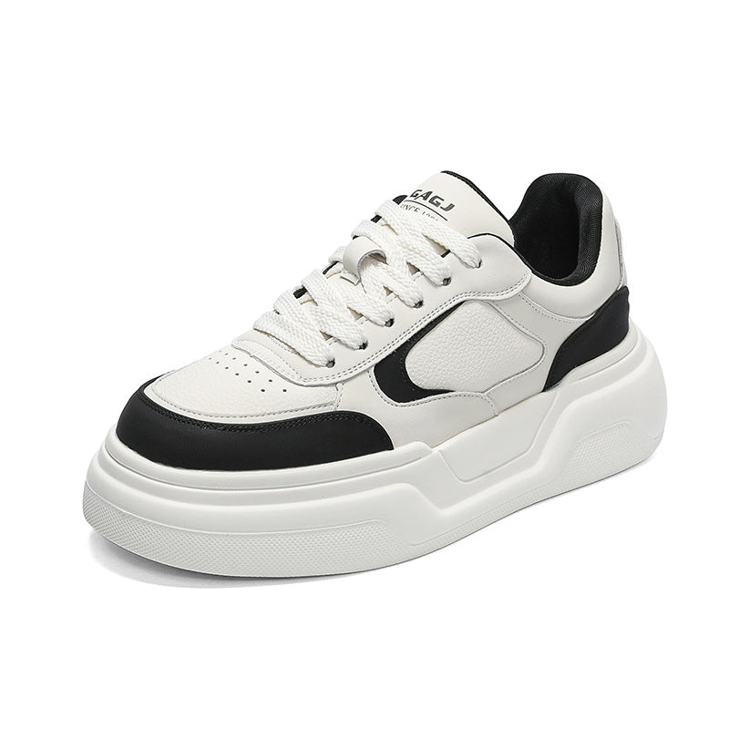 Men's White Color Block Platform Fashionable Support Small Single Quick Reverse Men's Board Shoes