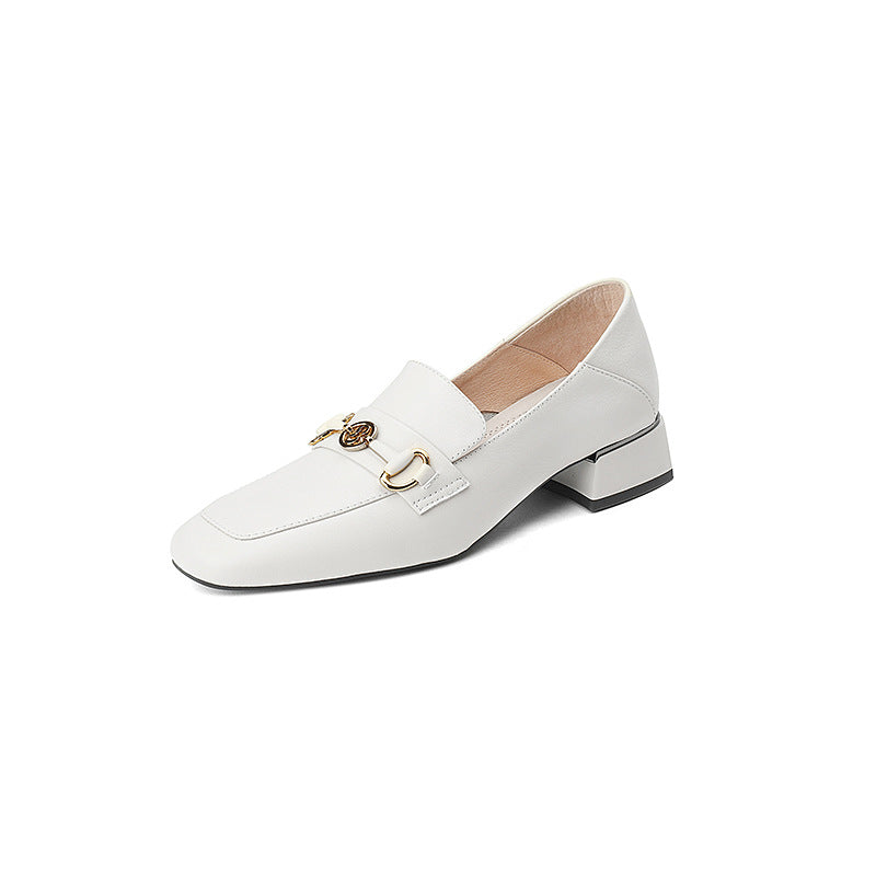 Women's Versatile Single-layer Chunky British Mid One Women's Shoes