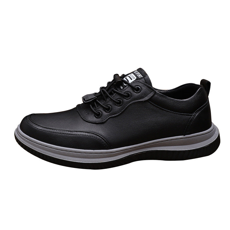 Men's Summer Breathable Black Business Fashion Sports Leather Shoes