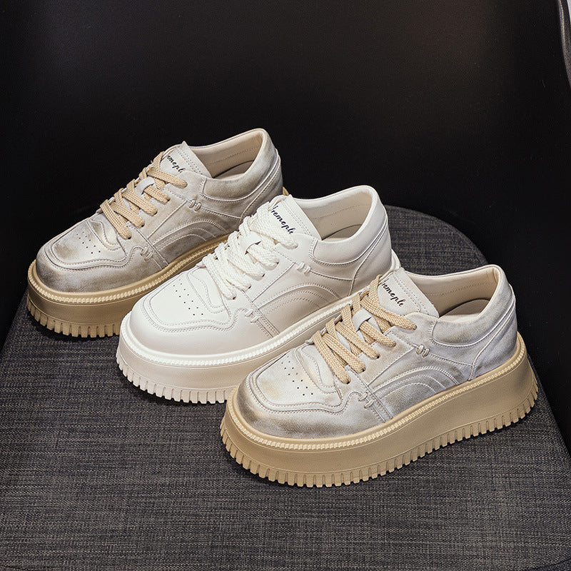 Women's Thick-soled High-rise White Thin Platform Women's Casual Shoes
