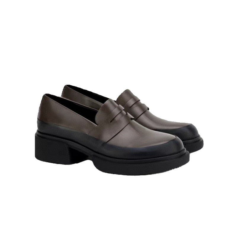 Women's Niche Autumn Retro Napa Cowhide Platform Leather Shoes