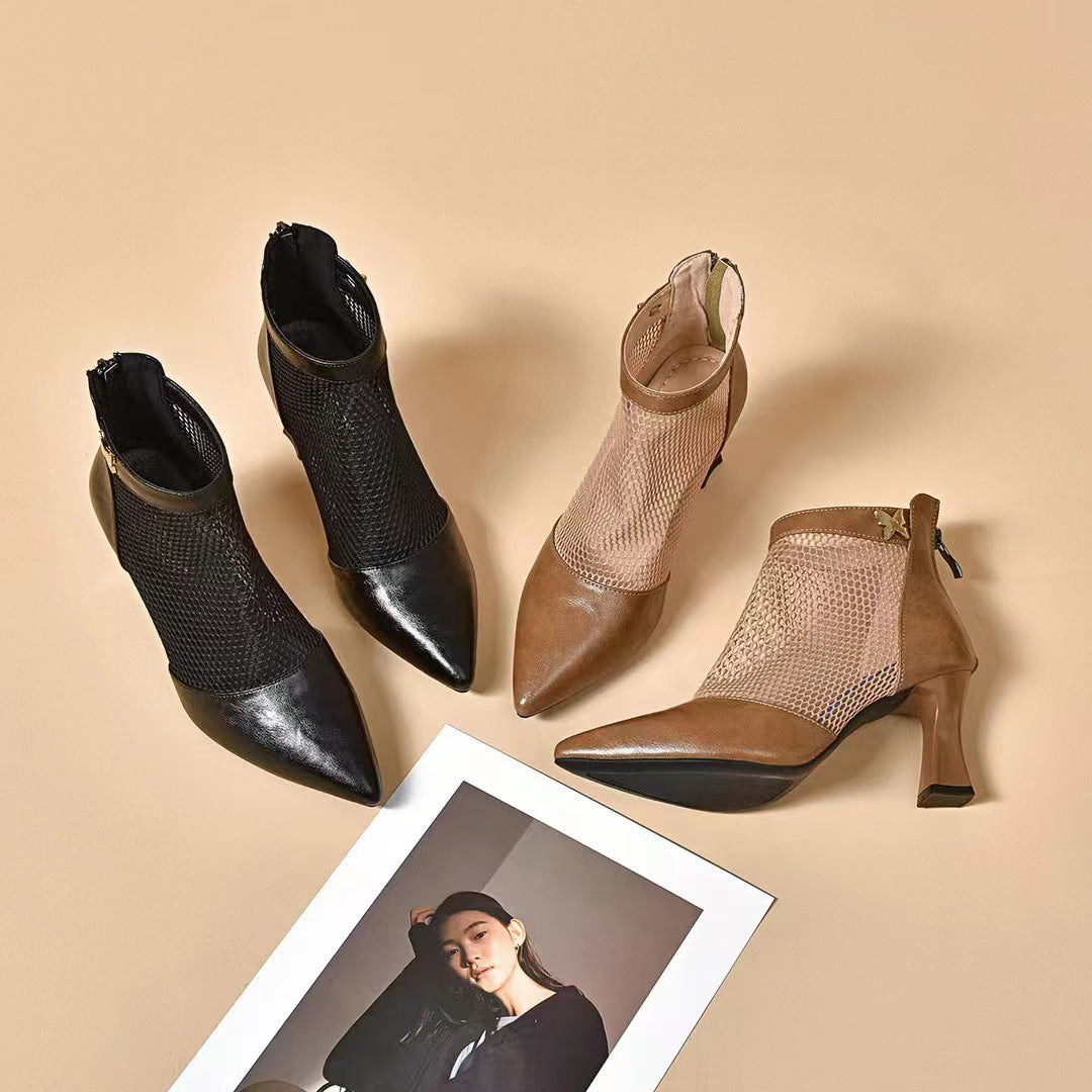 Women's Roman Spring Elegant Pointed Toe Chunky Heels