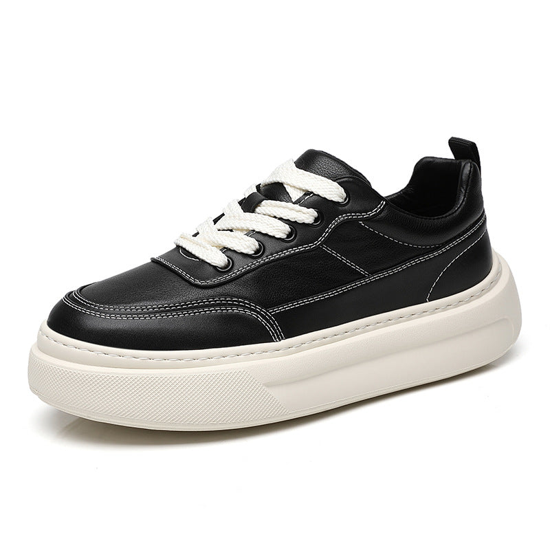 Men's Top Layer Cowhide Versatile Trendy Platform Men's Board Shoes