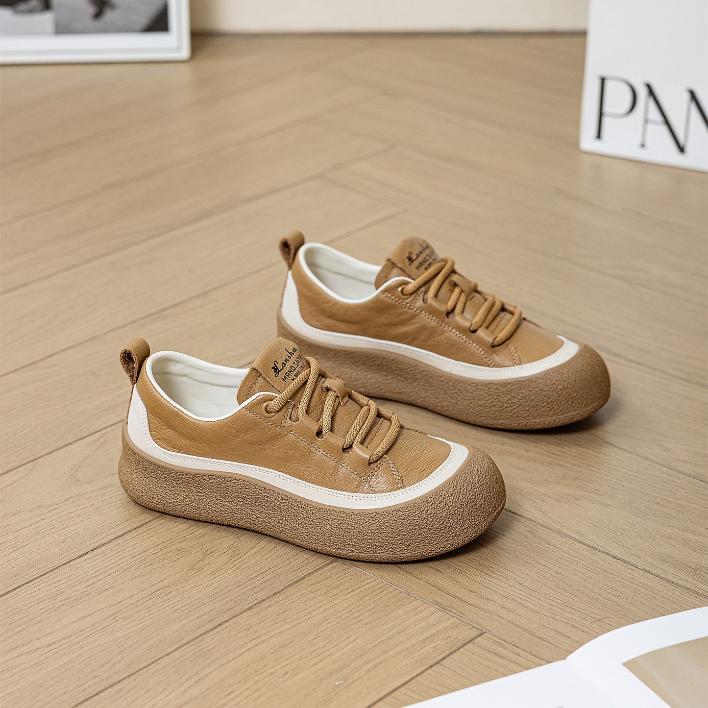 Women's Layer Cowhide Platform Soft White Spring Genuine Delicate Sneakers