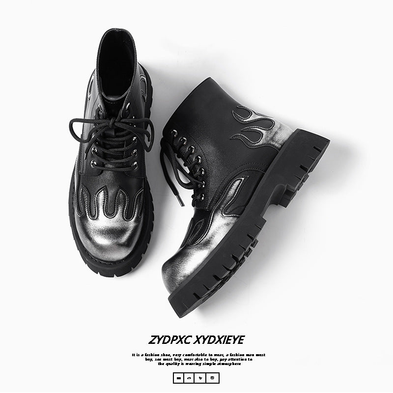 Men's Martin Thick-soled Ankle Niche Trendy Flame Boots