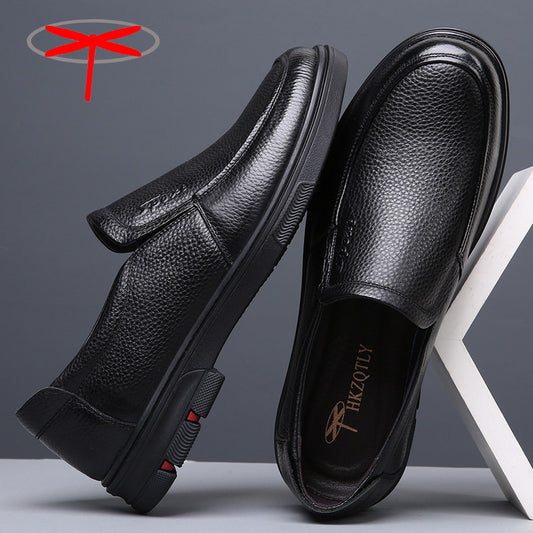 Men's Head Layer Cowhide Genuine Four Business Leather Shoes