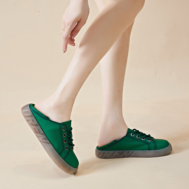 Women's Retro Korean Style First Layer Cowhide Casual Shoes