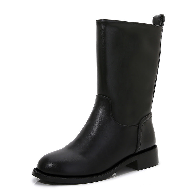 Women's Platform Middle Tube Low Flat Versatile Boots