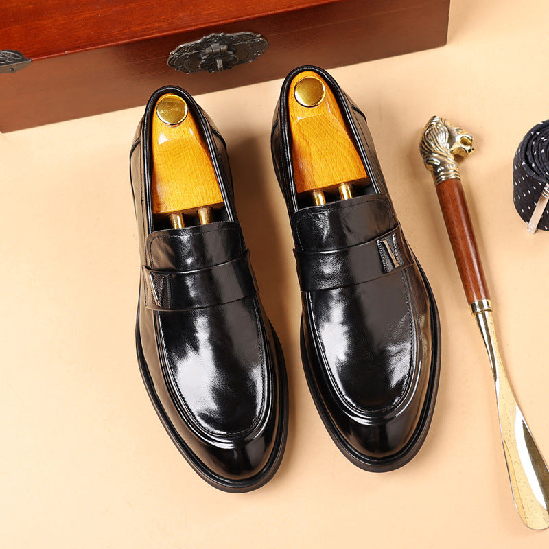 Men's First Layer Cowhide Genuine Pointed Formal Fashion Men's Business Leather Shoes