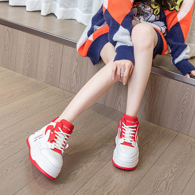Super Popular Spring Platform Cowhide Easy Wear Sneakers