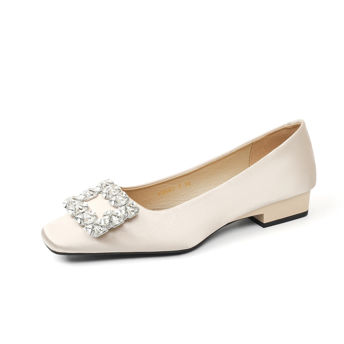 Women's Square Toe Low High Chunky Buckle Rhinestone Slip-on Soft Bottom Men's Shoes