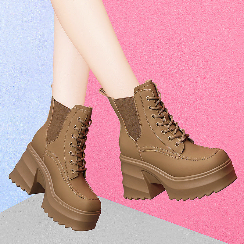 Women's Thick-soled British Style Hidden Martin Autumn Boots