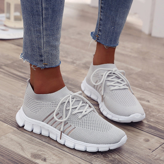 Women's Size Low-cut Platform Breathable Flying Woven Soft Bottom Casual Shoes