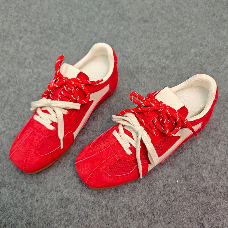 Mandarin Duck Lace Stitching Mesh Height Increasing Insole Versatile Sneakers
