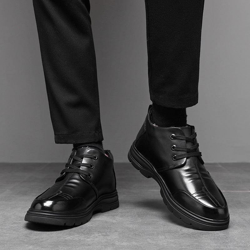 Men's Layer Cowhide Winter Thickened Wool Warm Men's Shoes