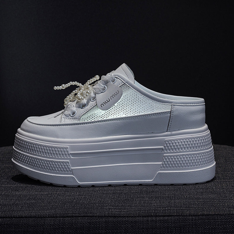 Women's Half Height Increasing Insole Outer Wear Thick Bottom Casual Shoes