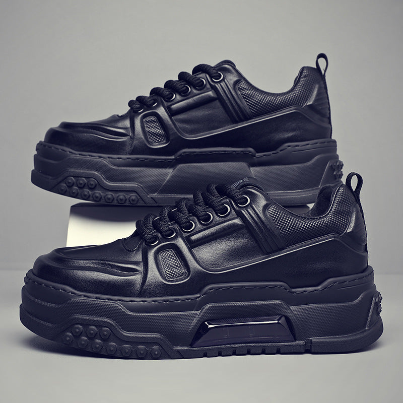 Men's Top Layer Cowhide Breathable Trendy Korean White Men's Board Shoes