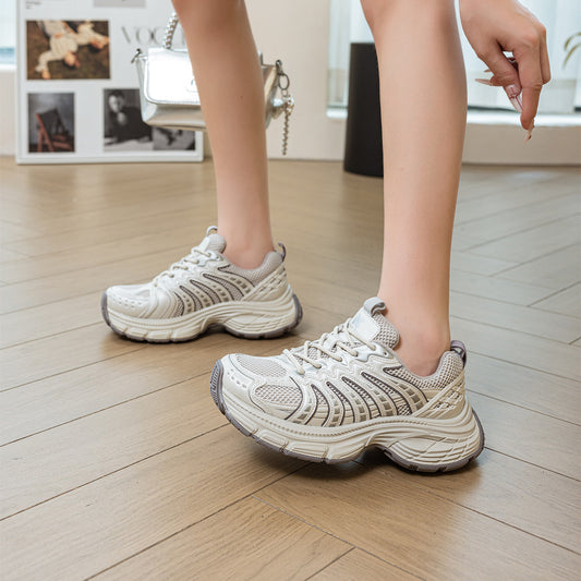 Women's Trendy Daddy Fishbone Fashionable Breathable Platform Sneakers