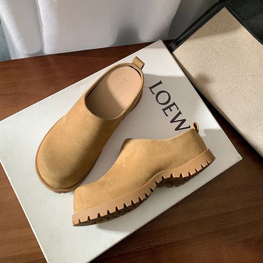 Retro All-inclusive Thick Bottom Female Slip-on Lofter Height Casual Shoes