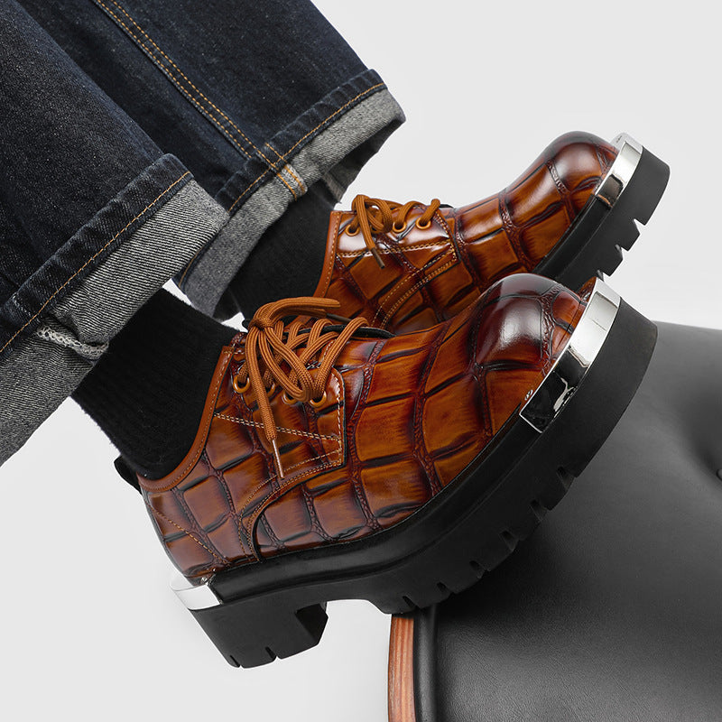 Men's Green British Style Big Head Trendy Men's Shoes