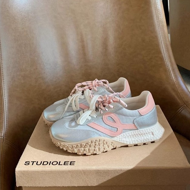 Women's Height Increasing Insole Versatile Contrast Color Sneakers