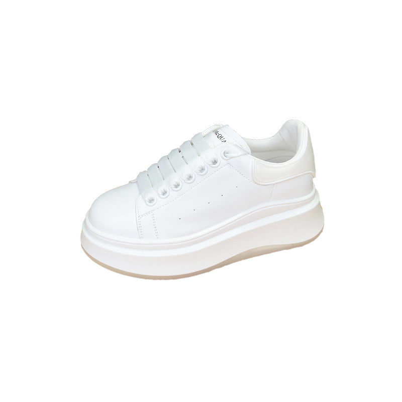 Women's Mcqueen White Autumn Platform Height Increasing Korean Sneakers