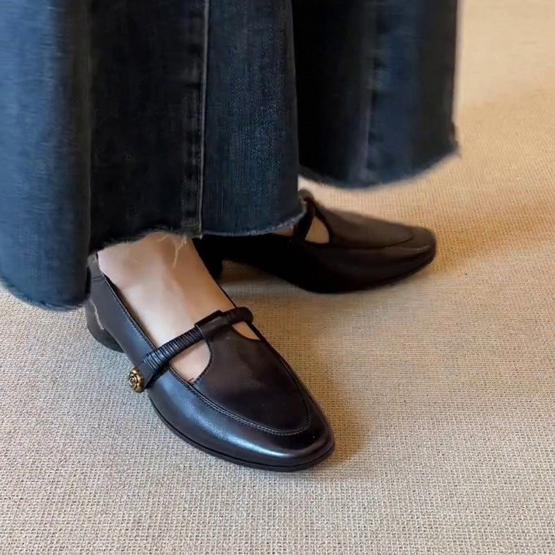Women's Camellia Mary Jane Spring Shape With Leather Shoes