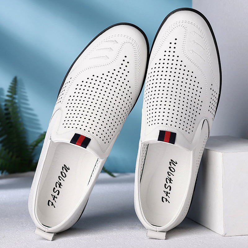 Men's Summer Soft Bottom Business Hollow Slip-on Leather Shoes