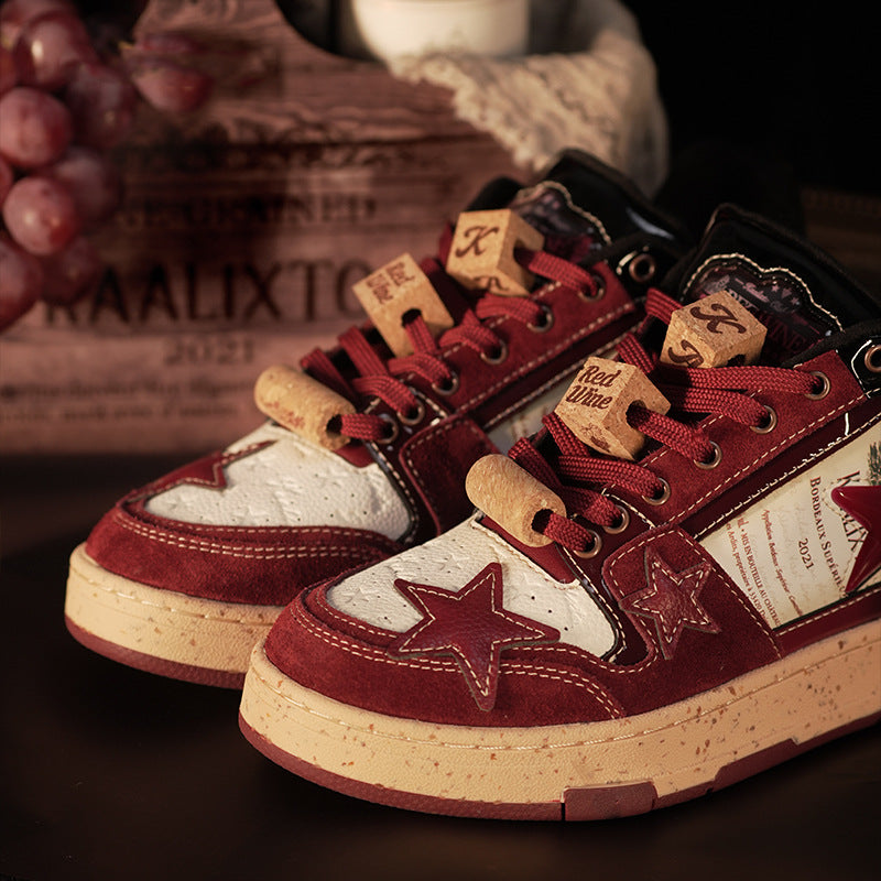 Red Wine Platform Star Retro National Sneakers