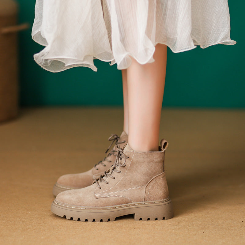 Women's Frosted Genuine British Style Mid Martin Boots