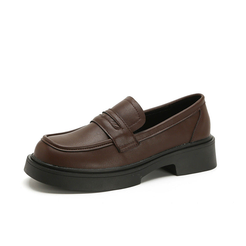 Platform Female Fleece-lined British Style Slip-on Loafers