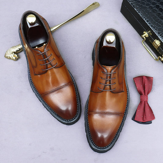 Men's Suit Height Increasing Commuter Style Three Leather Shoes