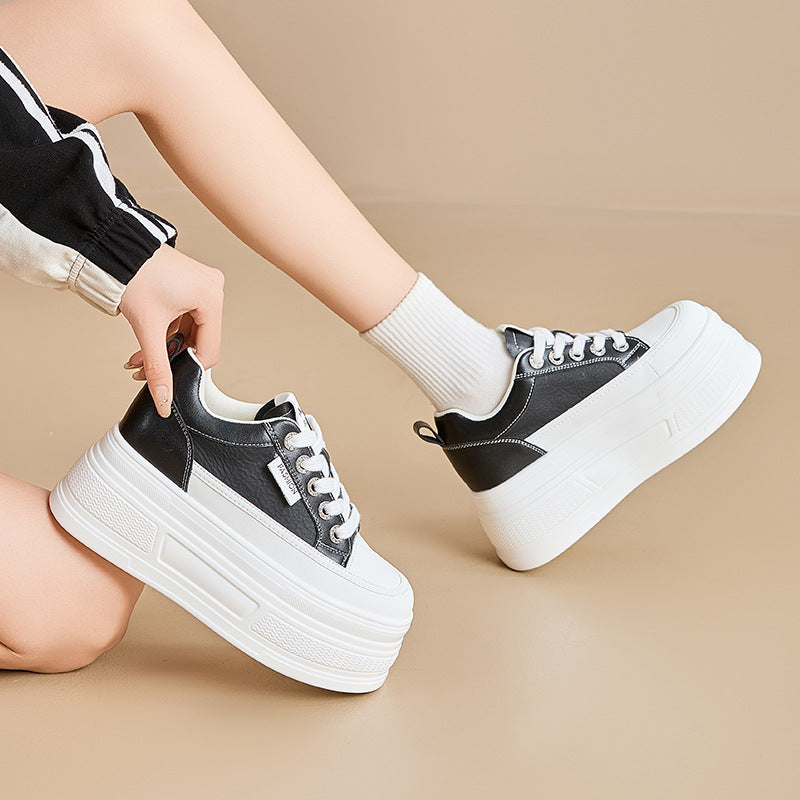 Women's Platform Height Increasing Insole Breathable White Versatile Casual Shoes