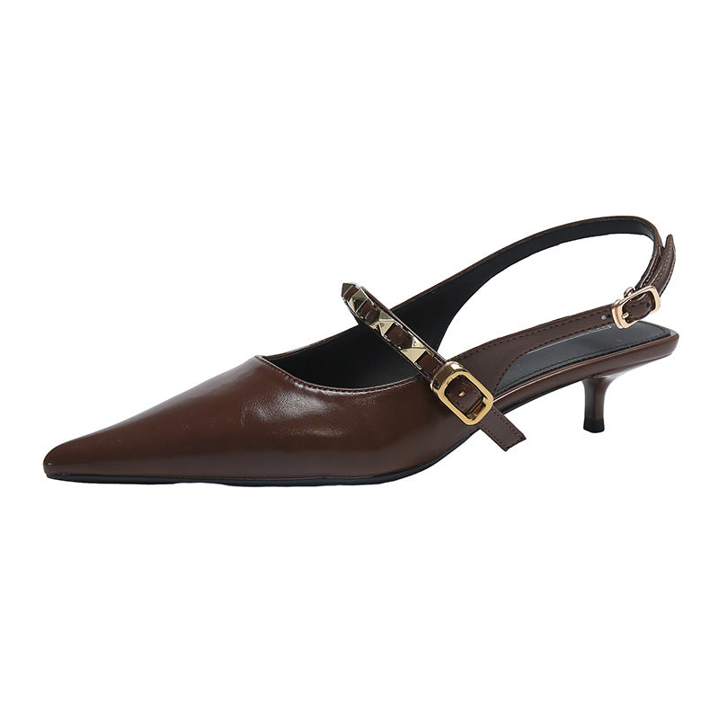 Women's Summer Wear French Style Temperament Pointed Small Short Pumps Heels