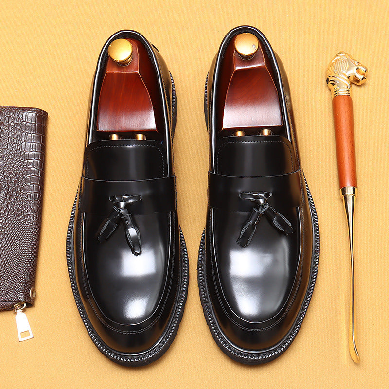 Men's Platform British Cowhide Inner Business Formal Men's Casual Leather Shoes