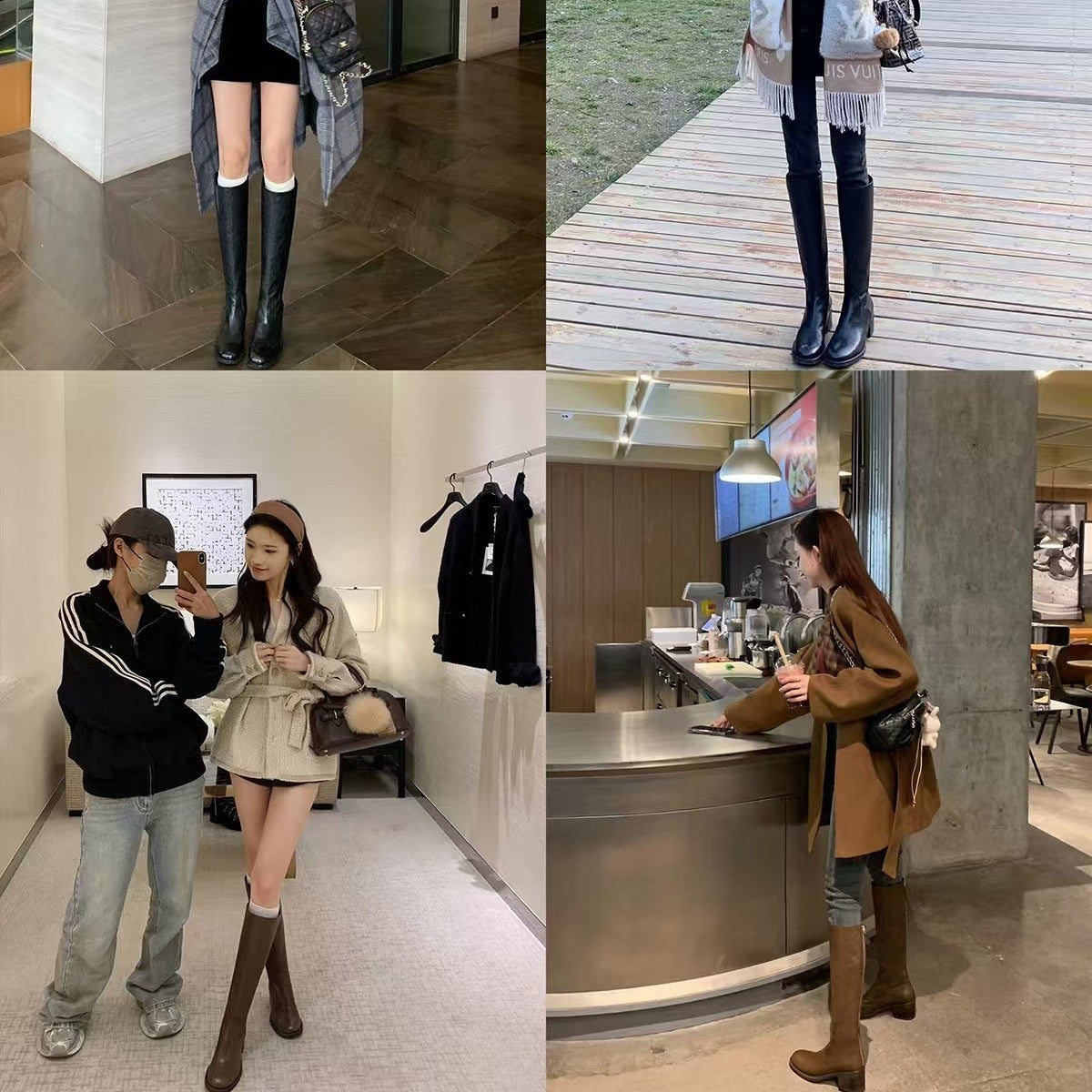 Back Zipper Fashion Slimming Chunky Long Boots