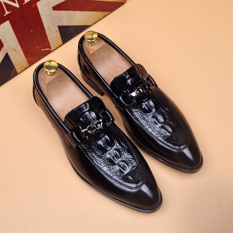 Men's Formal Wear Office British Pointed Crocodile Pattern Date Wedding Fashionable Leather Shoes