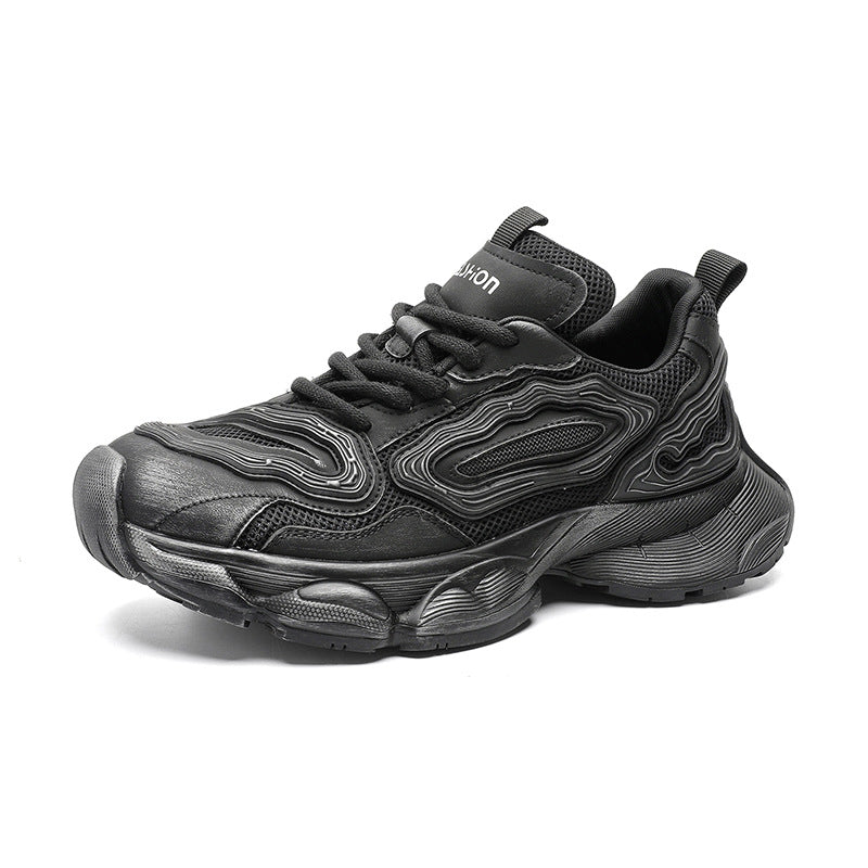 Men's Paris Black Dad Trendy Korean Style Versatile Heightened Sneakers