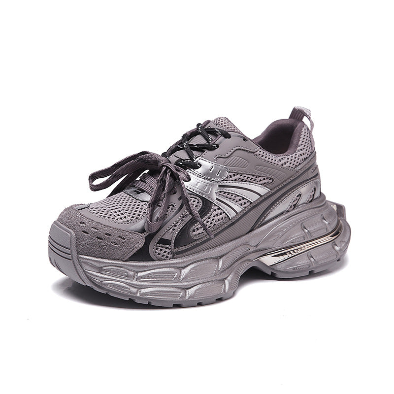 Women's Genuine Autumn Sports Dad Height Increasing Double Platform Sneakers