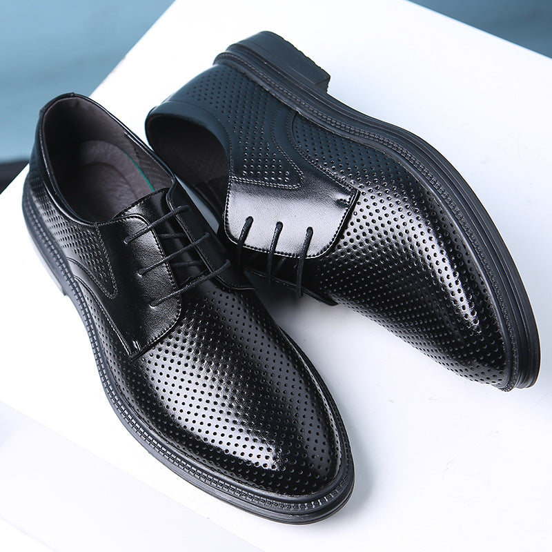 Men's Korean Style British Fleece-lined Business Formal Wear Platform Suit Leather Shoes