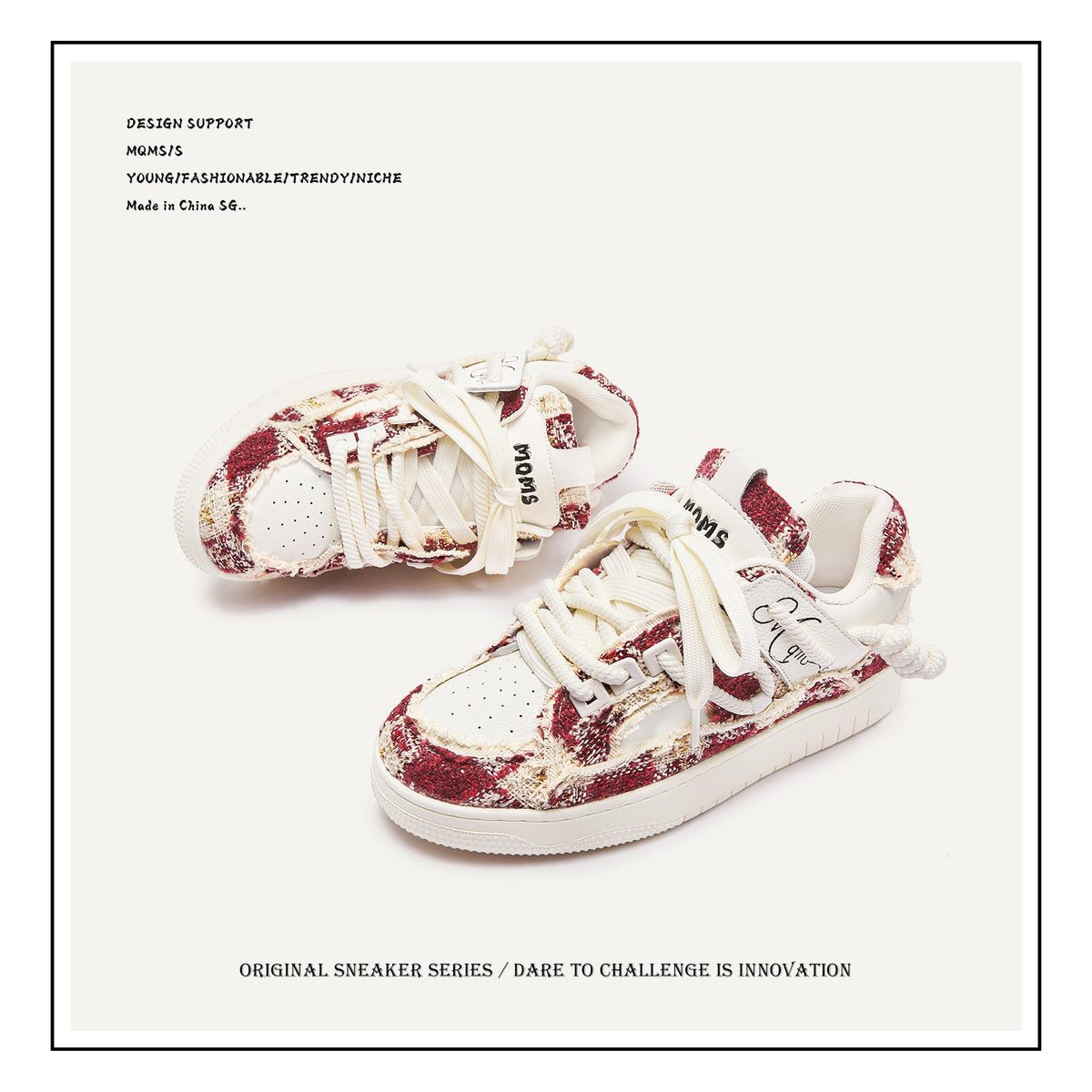 Women's & Men's Destruction Aesthetics Bread Red Original Life Classic Style Men's Shoes