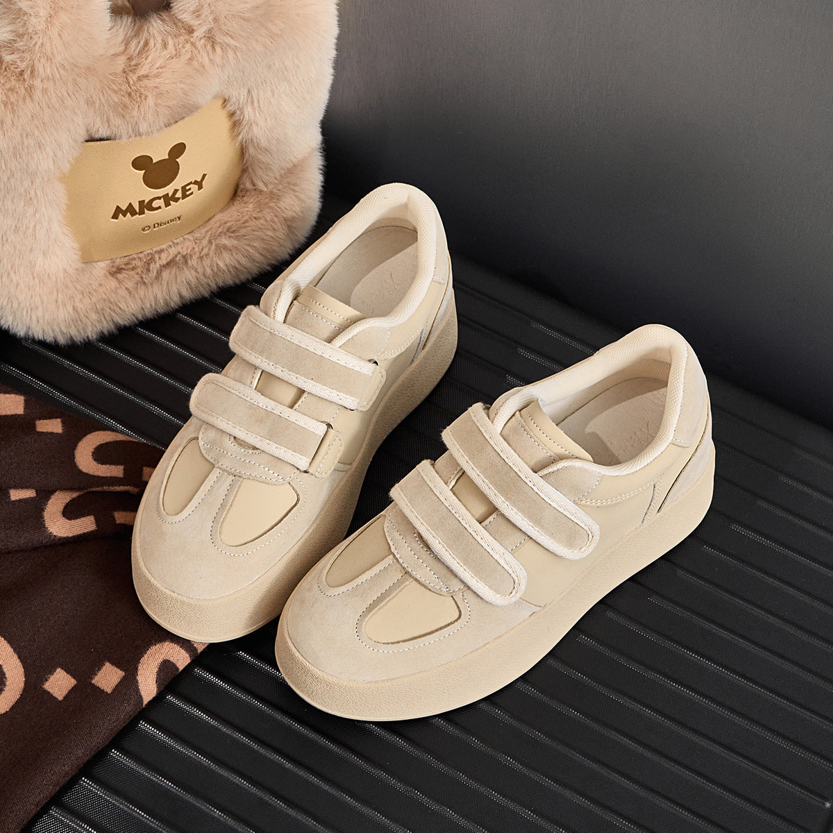 Women's Rabbit Hair Fleece-lined German Training Small Casual Shoes
