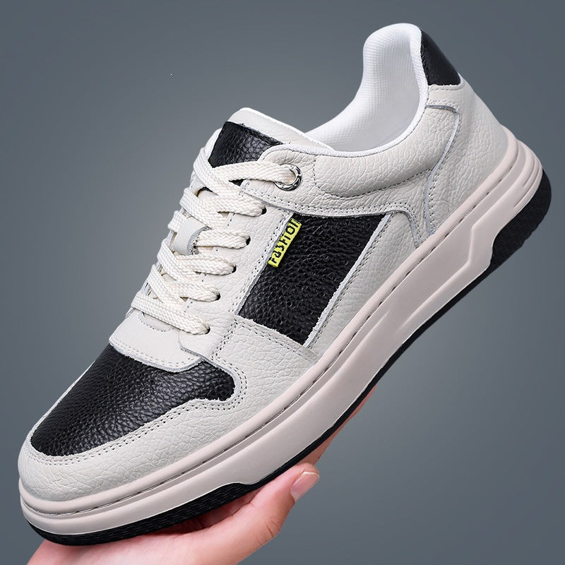 Men's Top Layer Cowhide Breathable Spring Board Trendy Men's Casual Leather Shoes