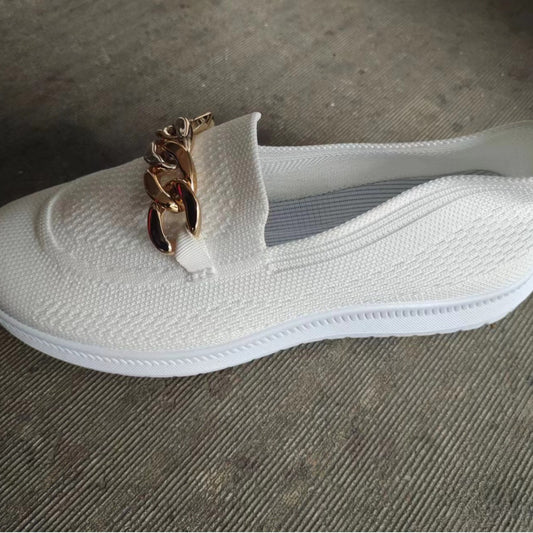 Women's Thick-soled Pumps Slip-on Knit Breathable Board Casual Shoes
