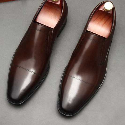 Men's Slip-on First Layer Cowhide British Formal Wear Business Leather Shoes