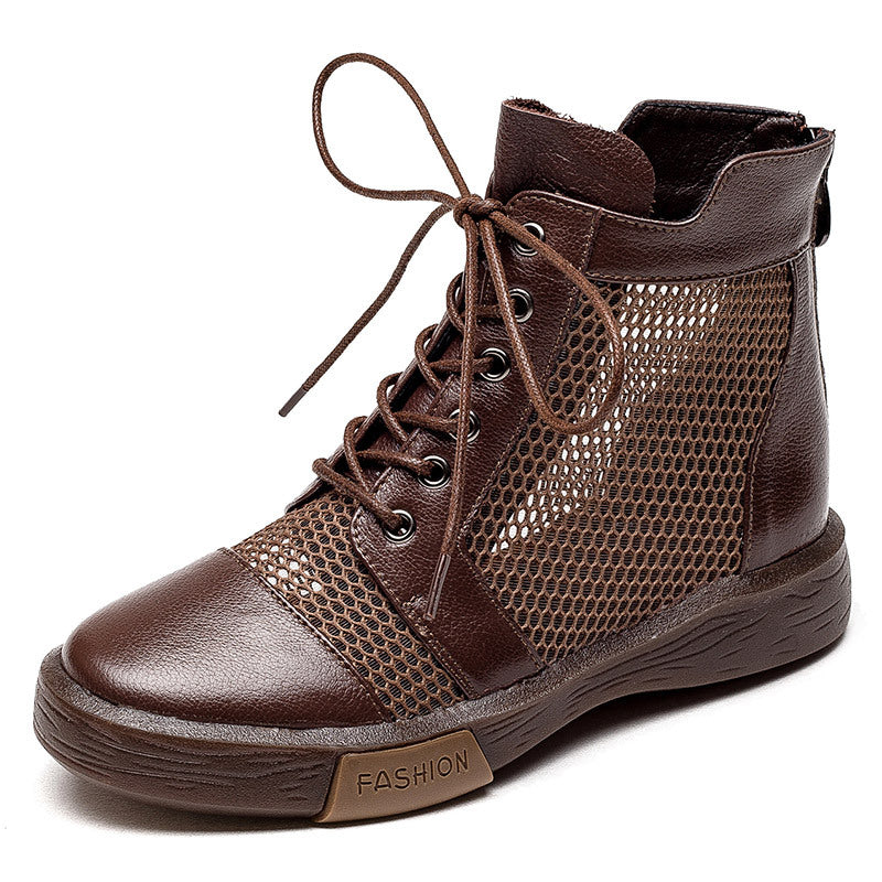 Women's Spring First Layer Cowhide Soft Bottom Boots