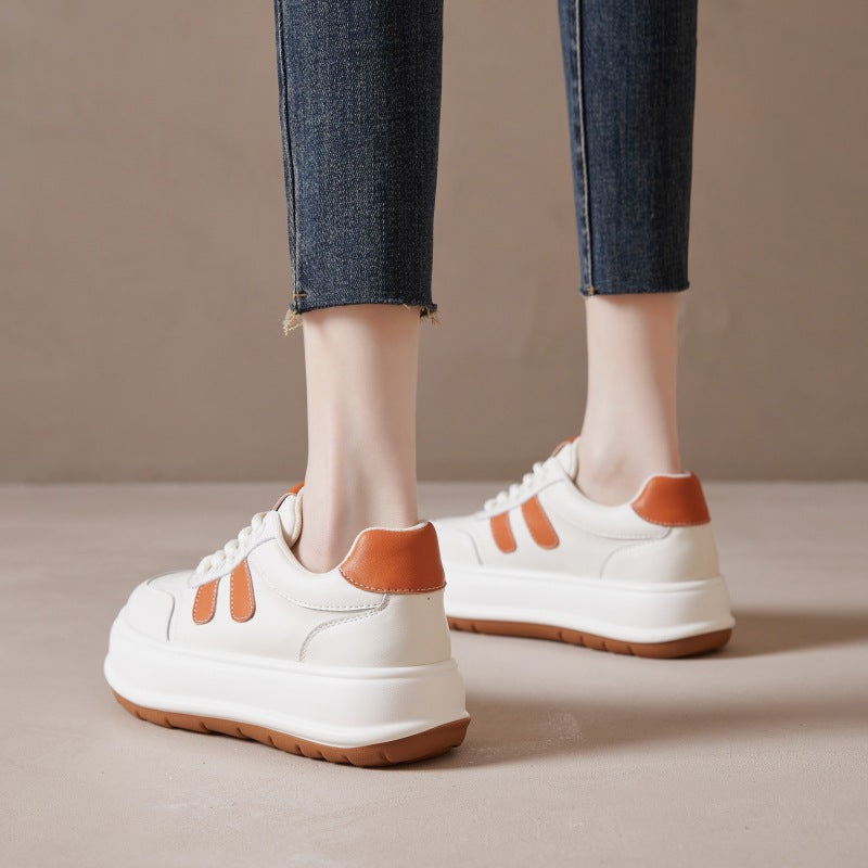 Women's Platform White Spring Korean Style Round Casual Shoes