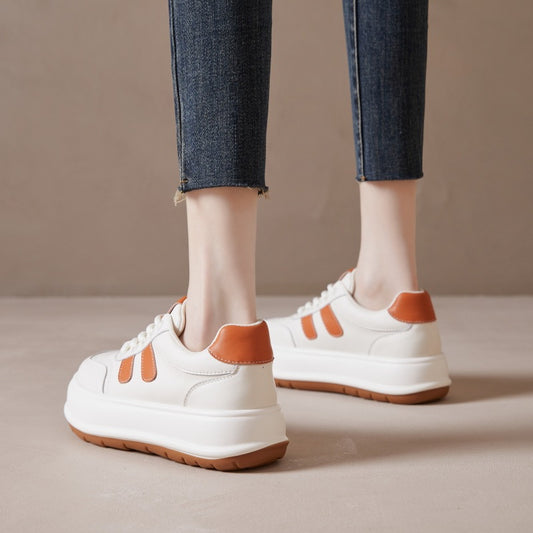 Women's Platform White Spring Korean Style Round Casual Shoes