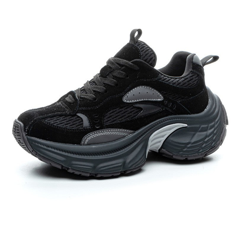 Thick Bottom Fleece-lined Dad Female Genuine Women's Fashion Shoes