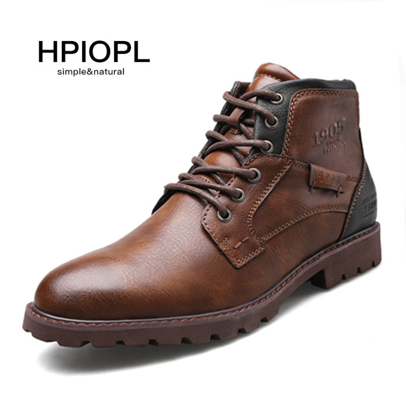 Men's Plus Size Martin Zipper Ankle Retro Boots